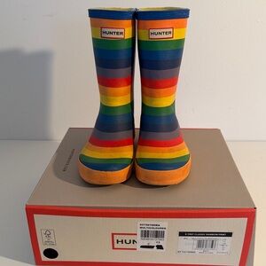 Hunter Kids' Multicolor Striped Boots - Girls Sz 1. Include Sherpa Lining.